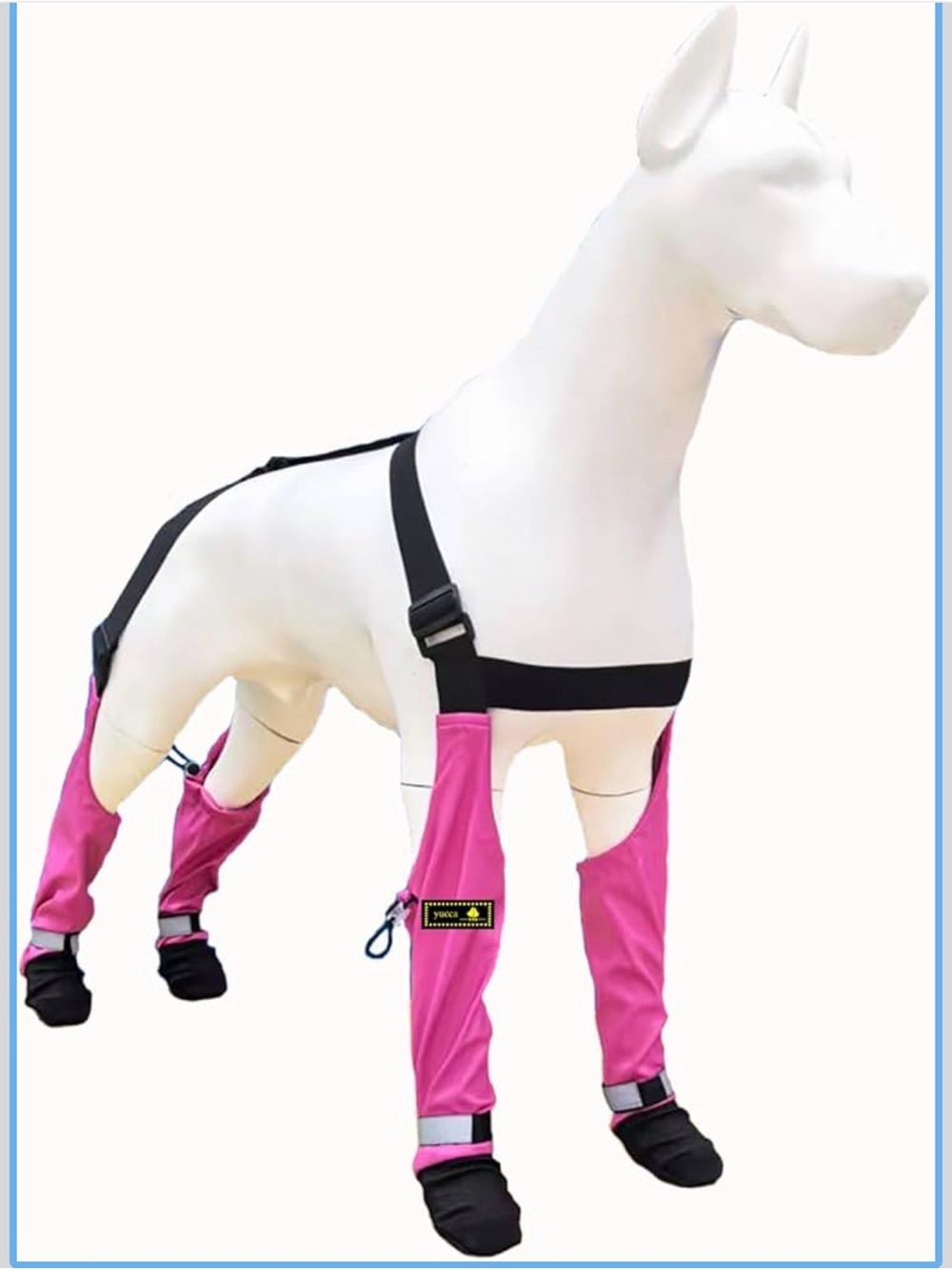 yucca Rubber Dog Boots for Paws, Easy-On Pet Suspender Boot Leggings, XL